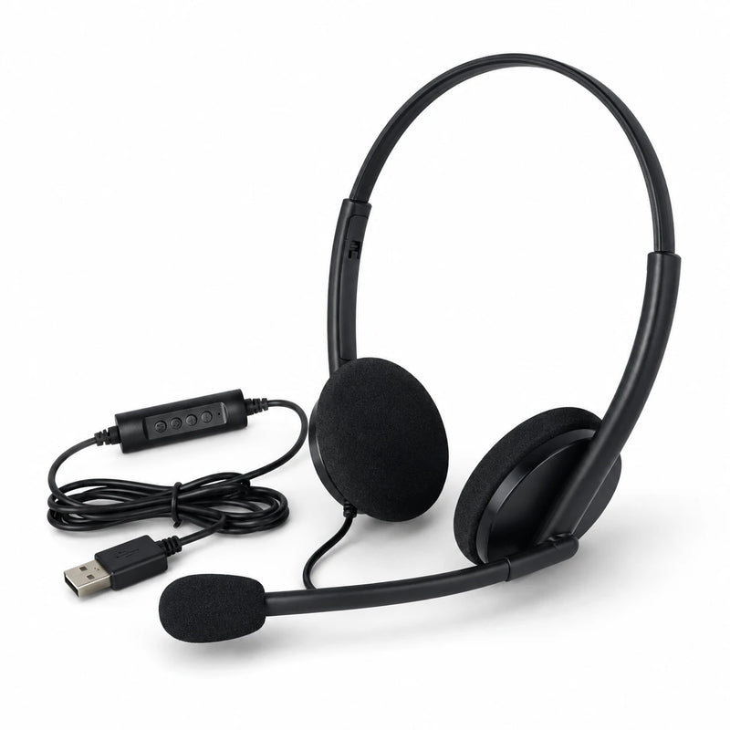 Call Center 001 noise cancellation USB headset with boom microphone