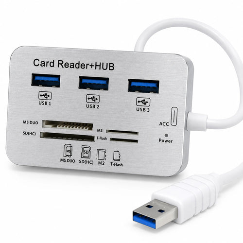 3-port USB 3.0 hub showing USB ports SD M2 and T-Flash card slots