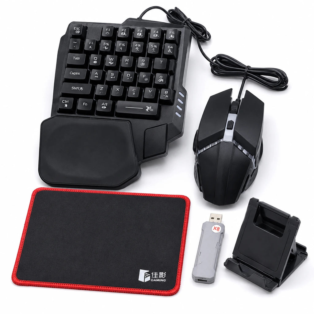 5-in-1 mobile gaming keyboard mouse converter mouse pad and phone holder complete set