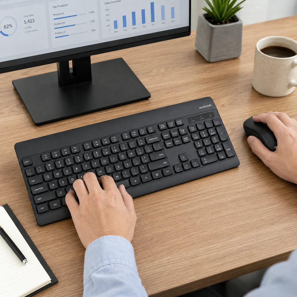 AUSDOM KAM300 wireless keyboard and mouse use