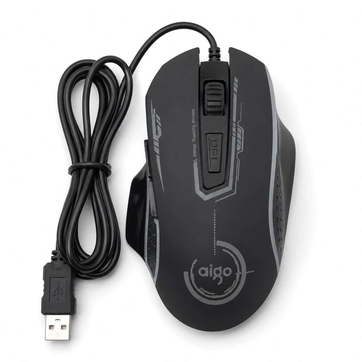Aigo Q833 wired illuminated gaming mouse front view
