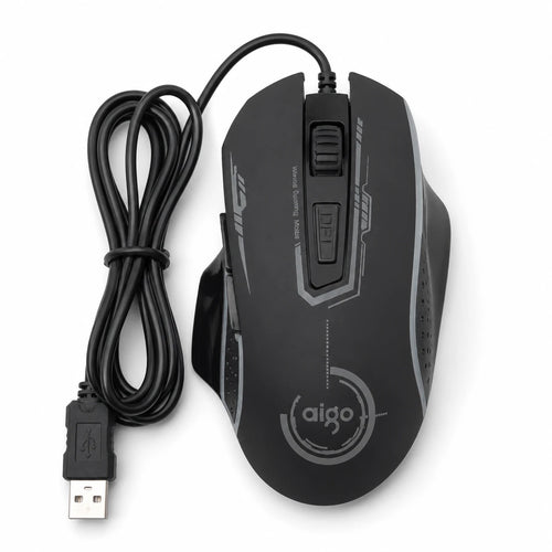 Aigo Q833 wired illuminated gaming mouse front view