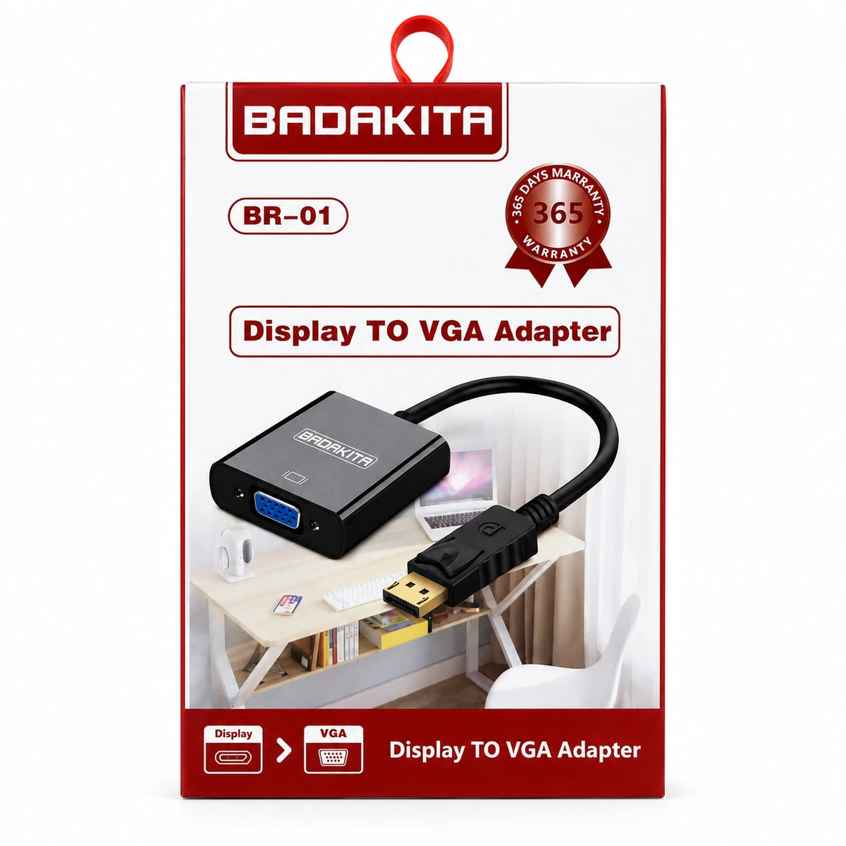 BADAKITA BR-01 DisplayPort to VGA adapter for laptop desktop monitor projector and TV