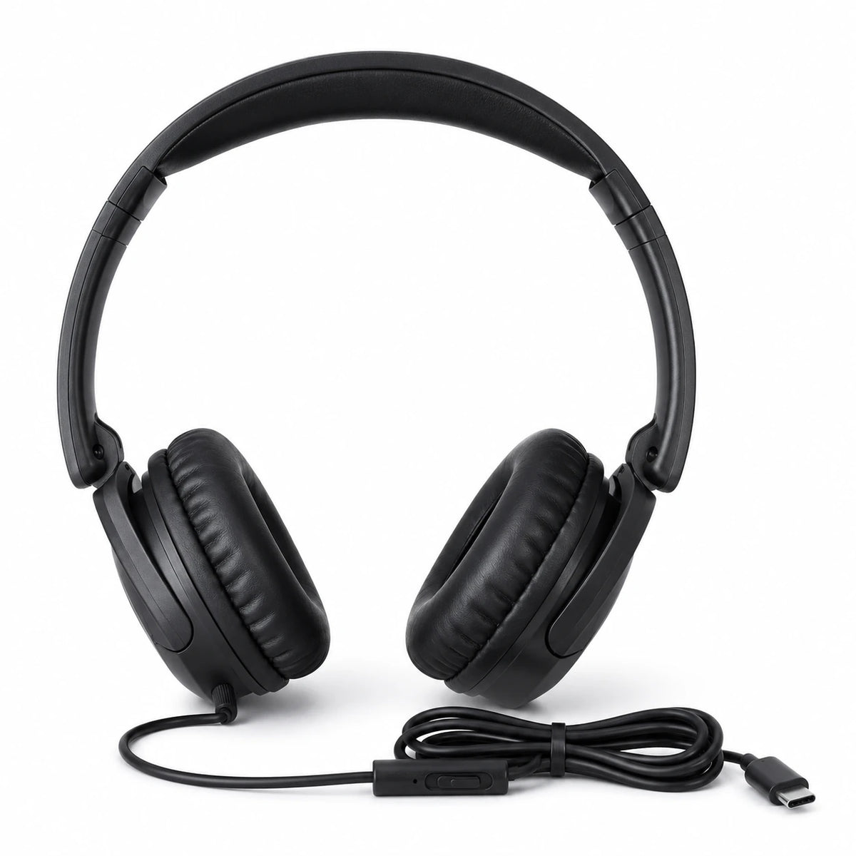 BASS JAXX USB-C wired headphones front view with adjustable headband