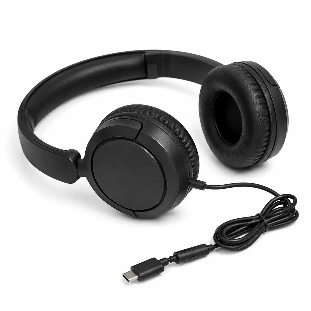 BASS JAXX wired headphones with USB-C connector and 4.93 ft cable