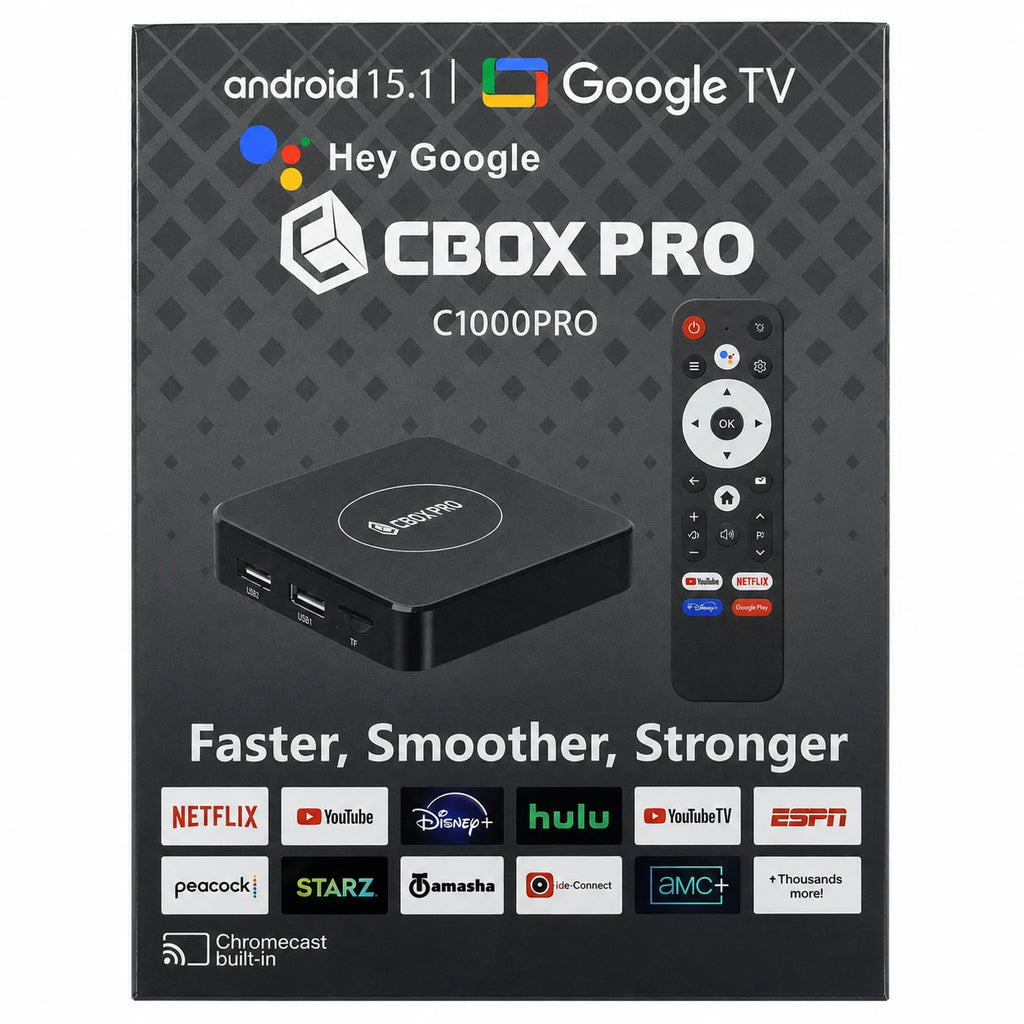 CBOXPRO C1000PRO Android TV Box voice remote with Google TV controls