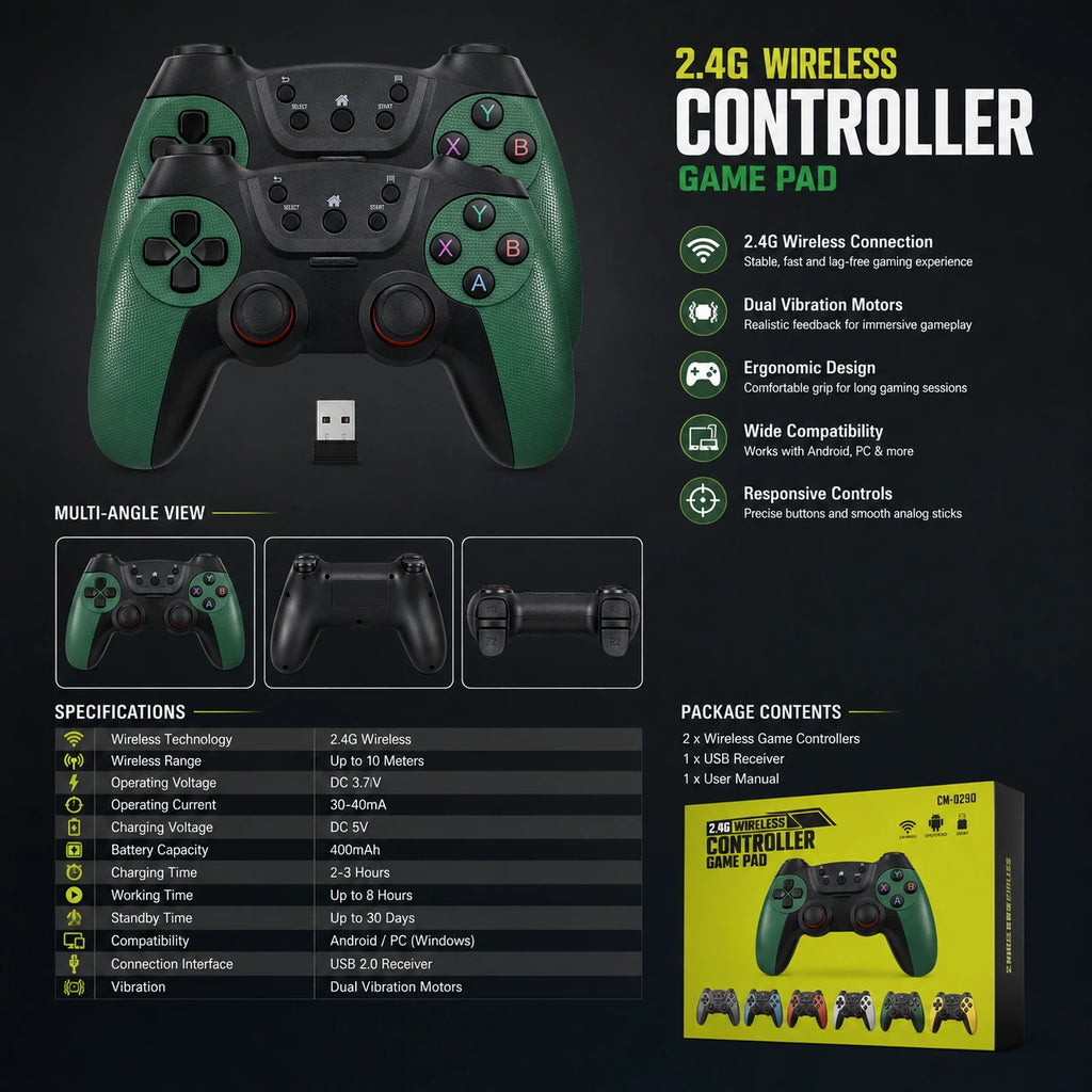 CM-029D 2.4G wireless gamepad controller specifications