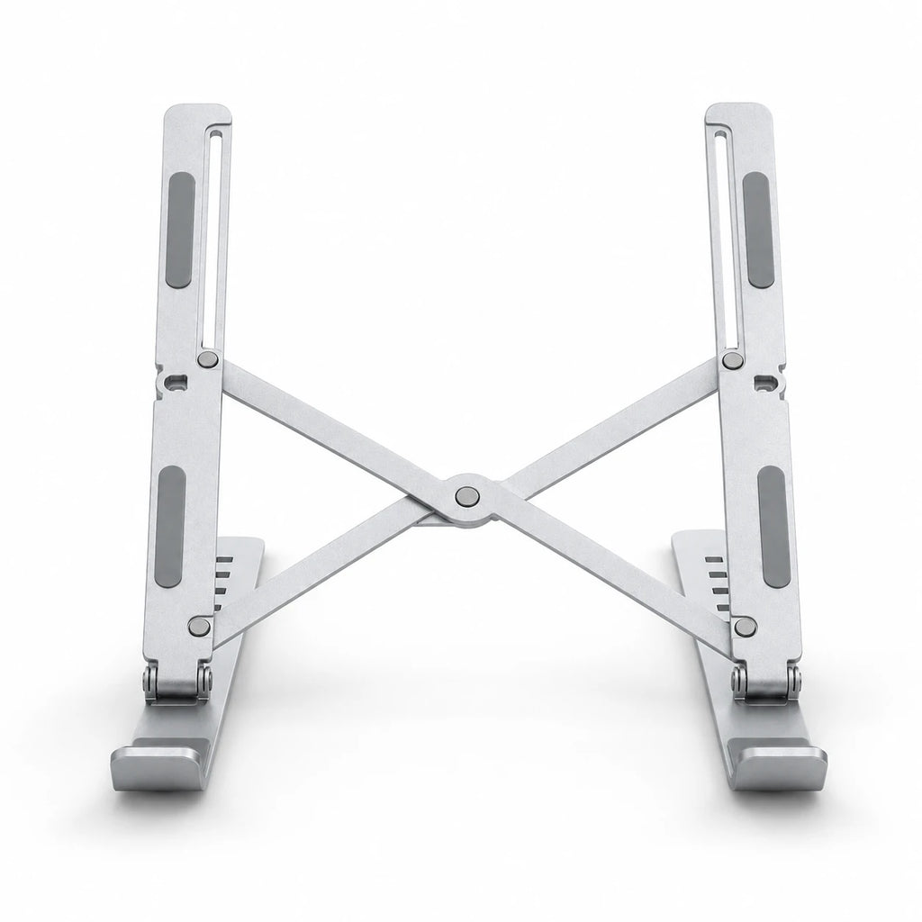 Creative folding laptop stand front view with aluminum alloy design