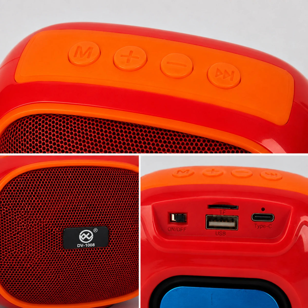 DV-1008 wireless speaker controls for mode volume and playback