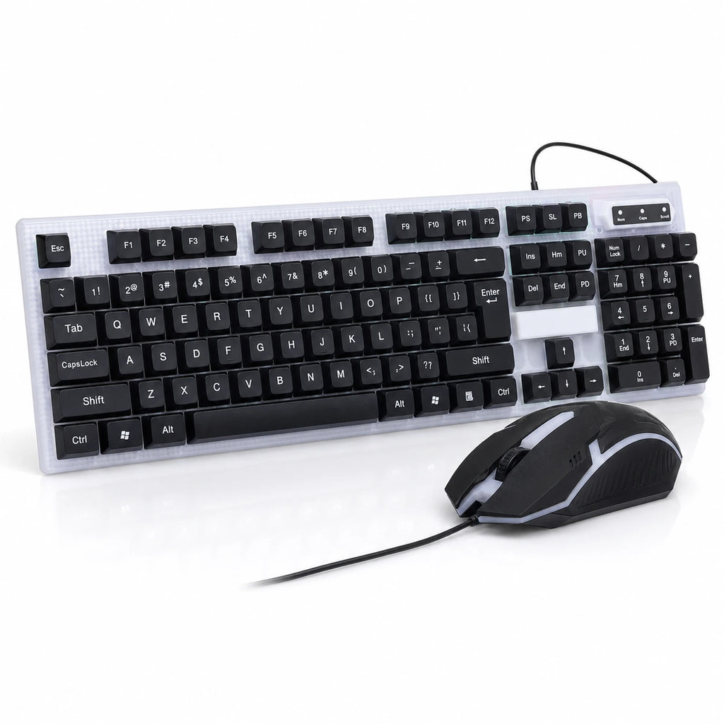 F83 wired keyboard and mouse set with 104-key keyboard and 1000 DPI mouse