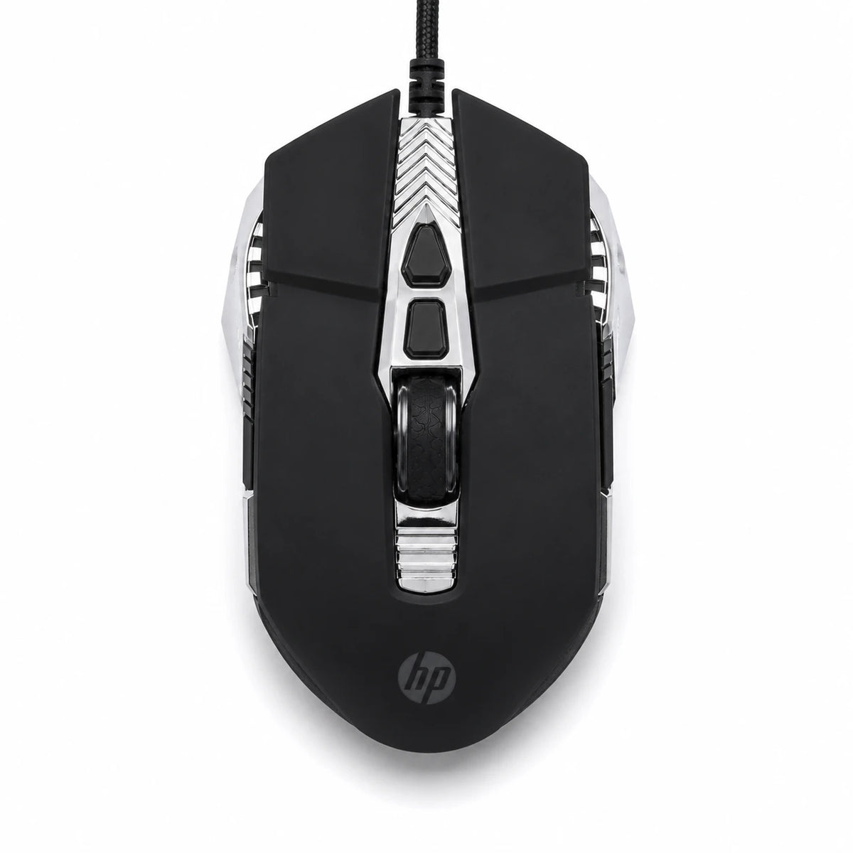 HP G160 gaming mouse front view with optical sensor