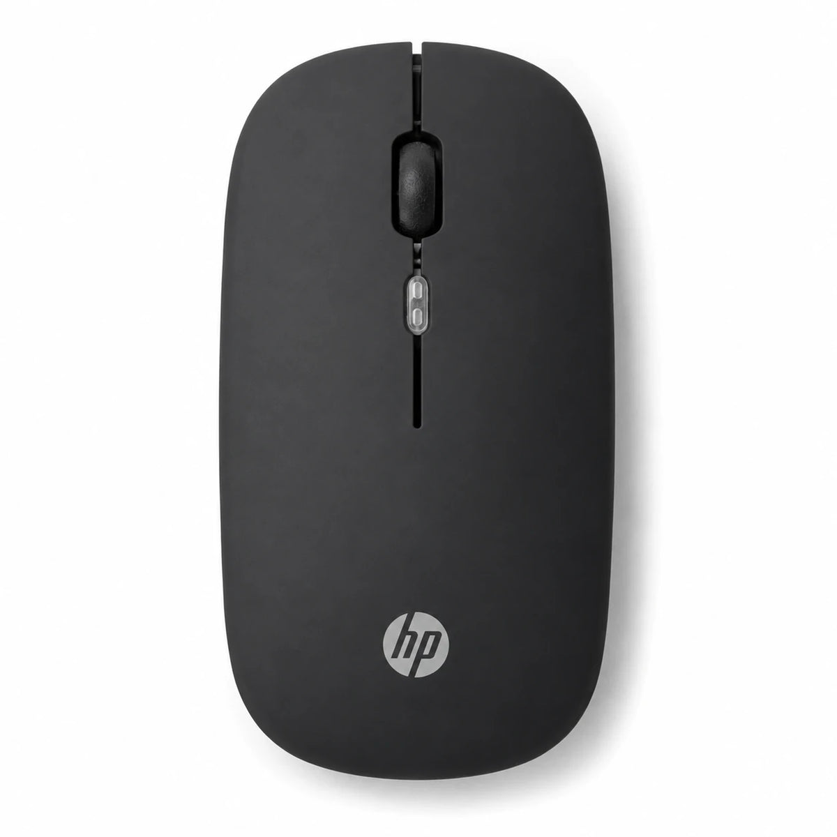 HP W10 wireless mouse front view with 4-button design