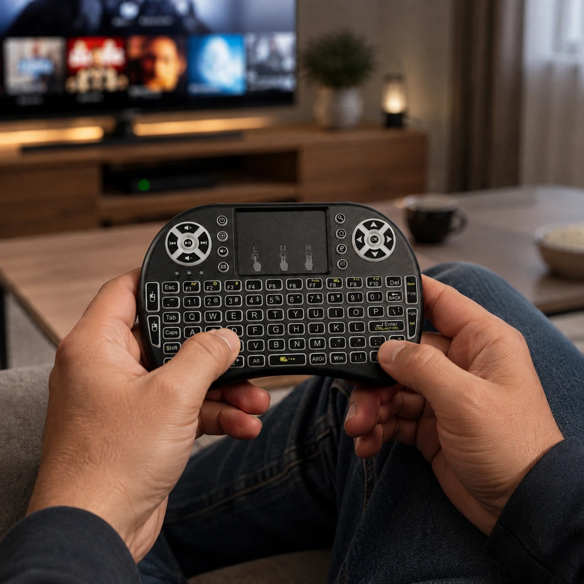 Handheld mini wireless keyboard with touchpad for multimedia control