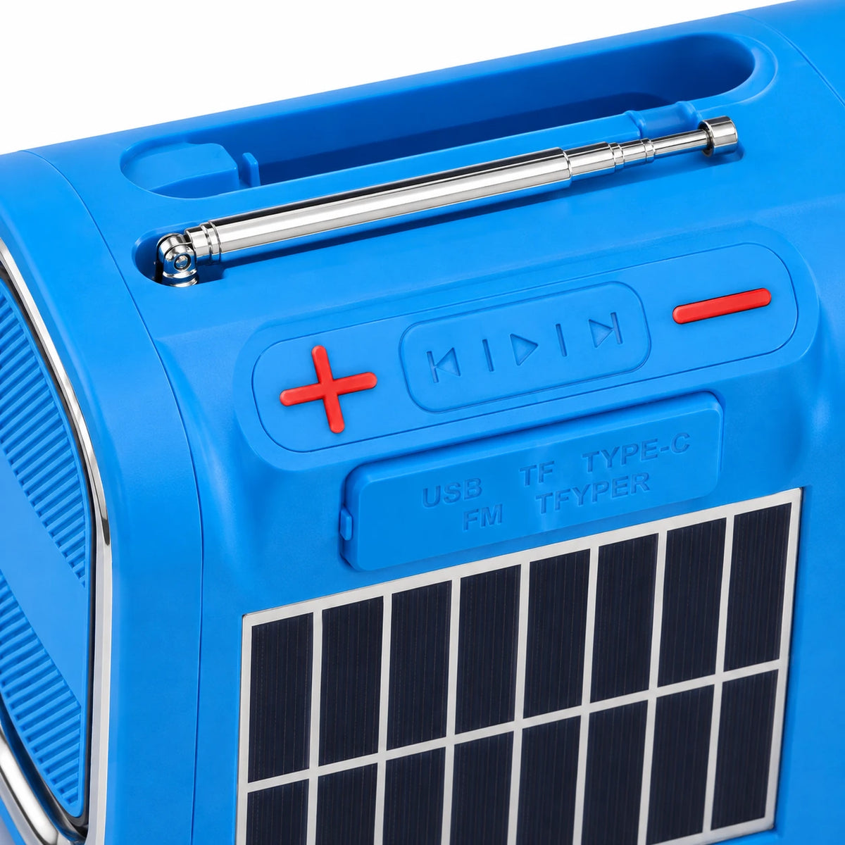 KTS-1636 portable wireless speaker OFF and ON controls