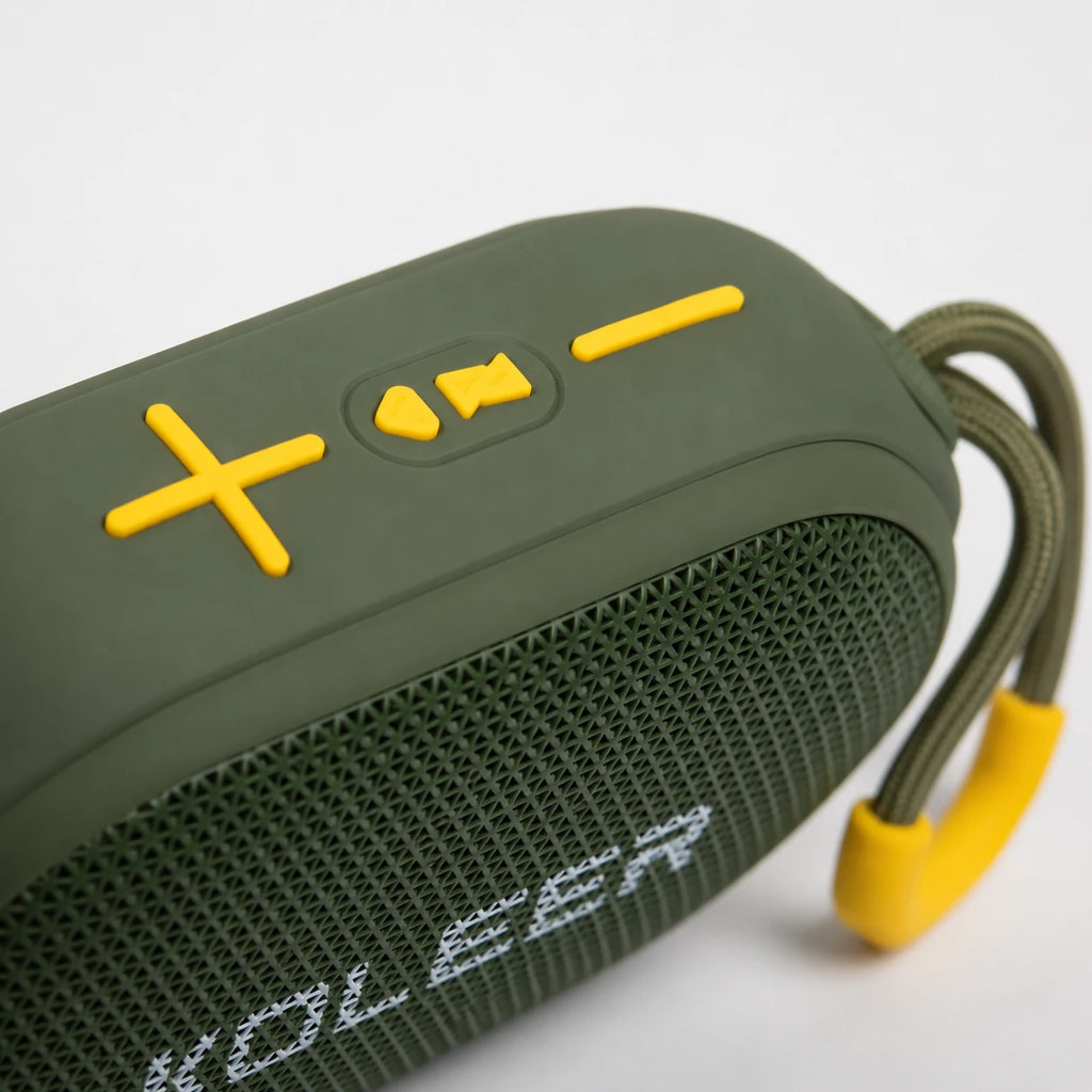Koleer H74 portable Bluetooth speaker top controls and carry hook