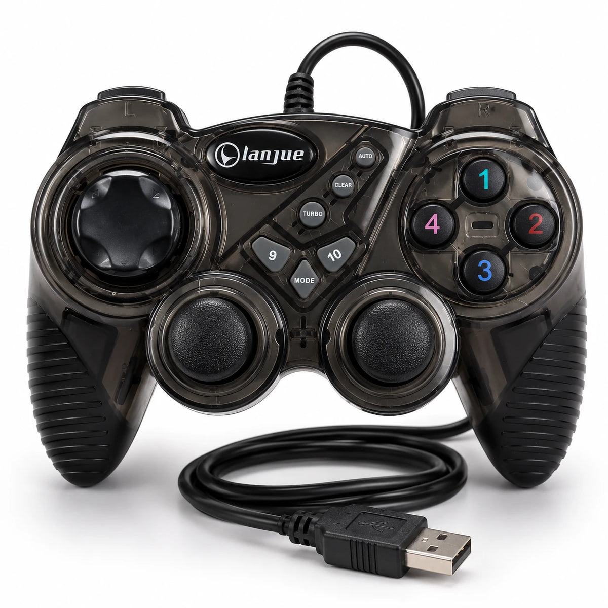 Lanjue L4000 wired gamepad front view with dual analog sticks