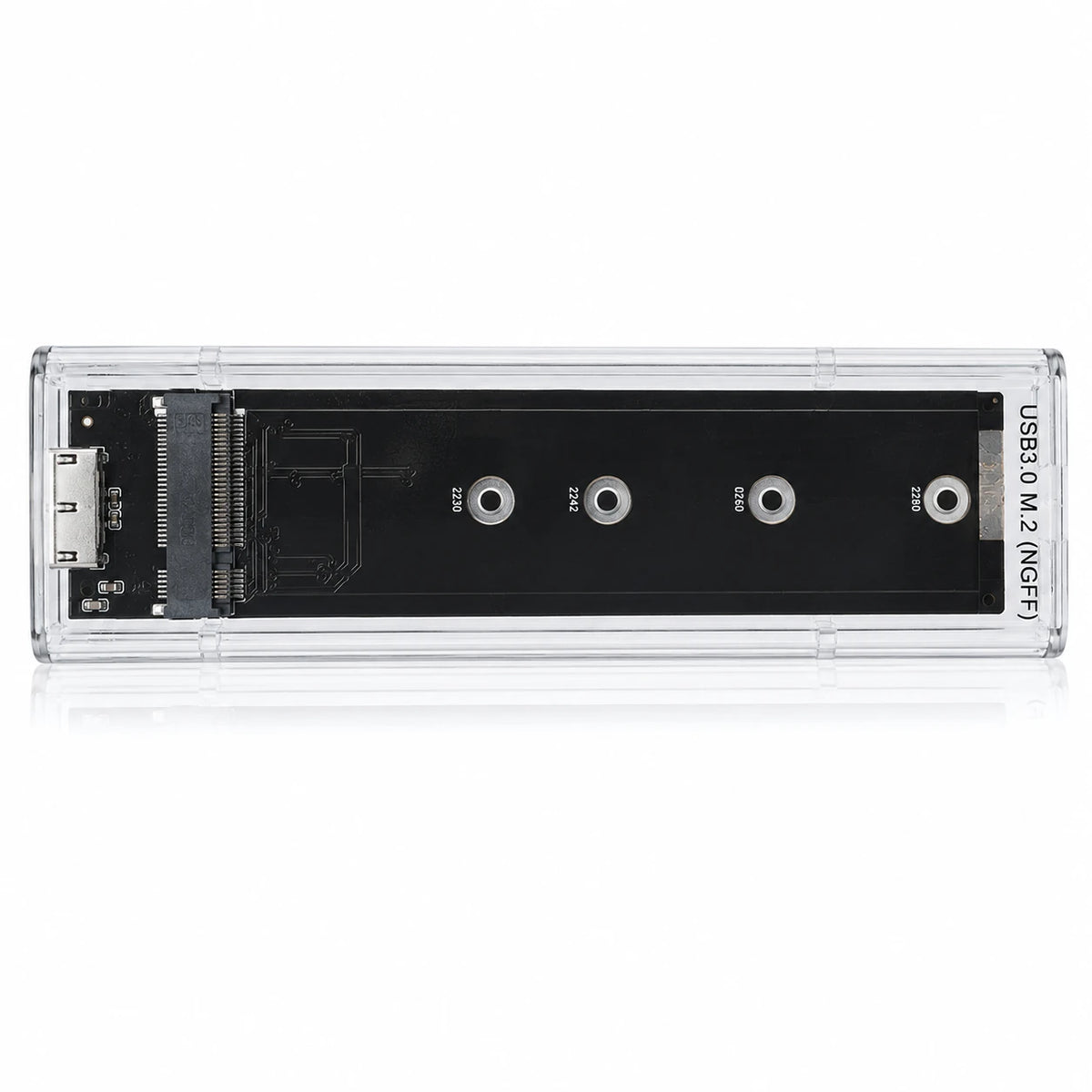 M.2 SSD enclosure supporting 2230 2242 2260 and 2280 SSD sizes