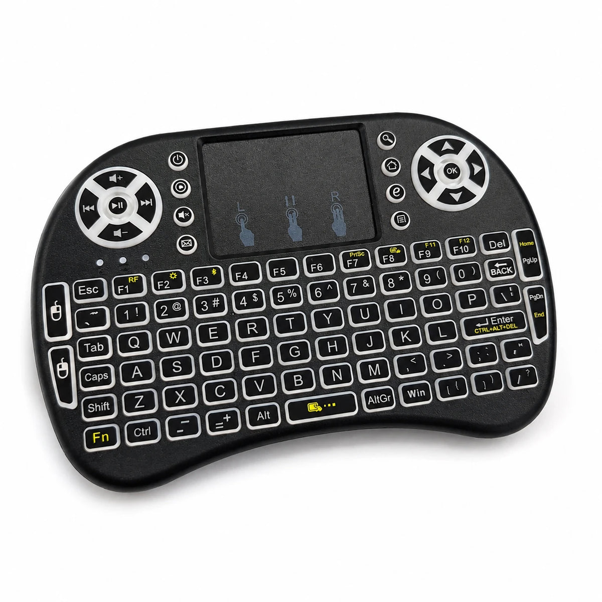 Mini wireless keyboard and mouse combo with backlit touchpad