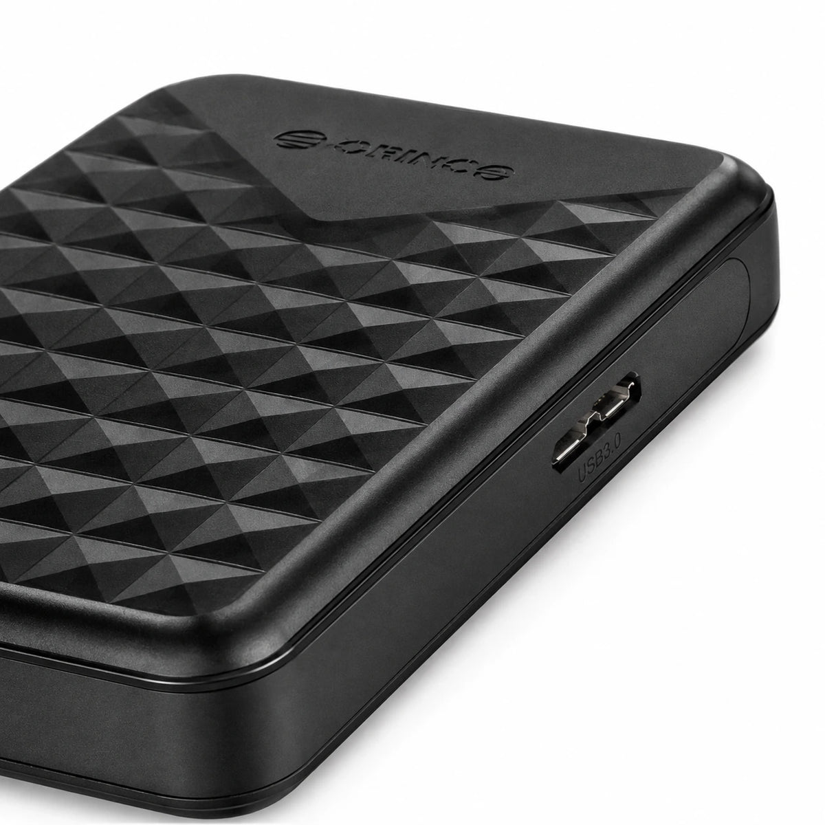 ORICO SL-001 HDD SSD enclosure close up showing USB 3.0 Micro-B interface