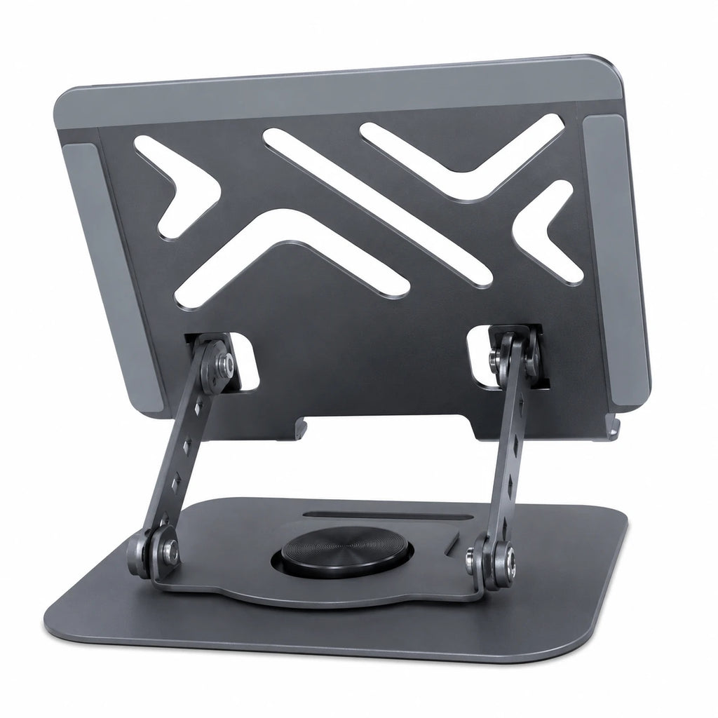 SG-19 rotating laptop tablet stand rear view and metal support