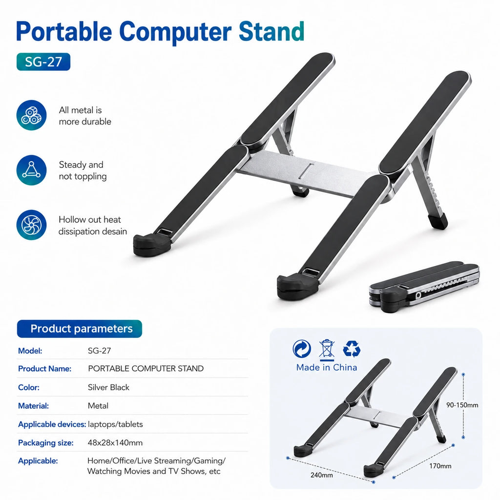 SG-27 metal laptop tablet stand portable computer stand specifications