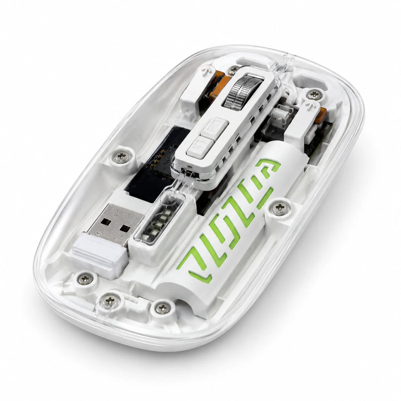 Transparent wireless mouse 2.4G Bluetooth 5.2 with colorful lighting