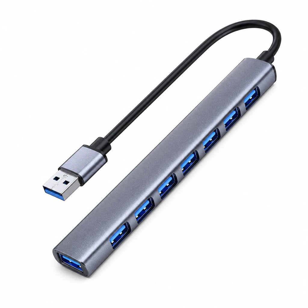 USB 3.0 7-port hub for notebook with 5Gbps high-speed data transfer