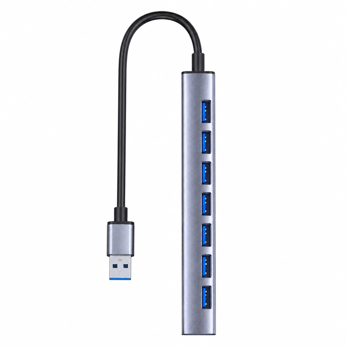 USB 3.0 7-port hub showing seven Type-A USB ports