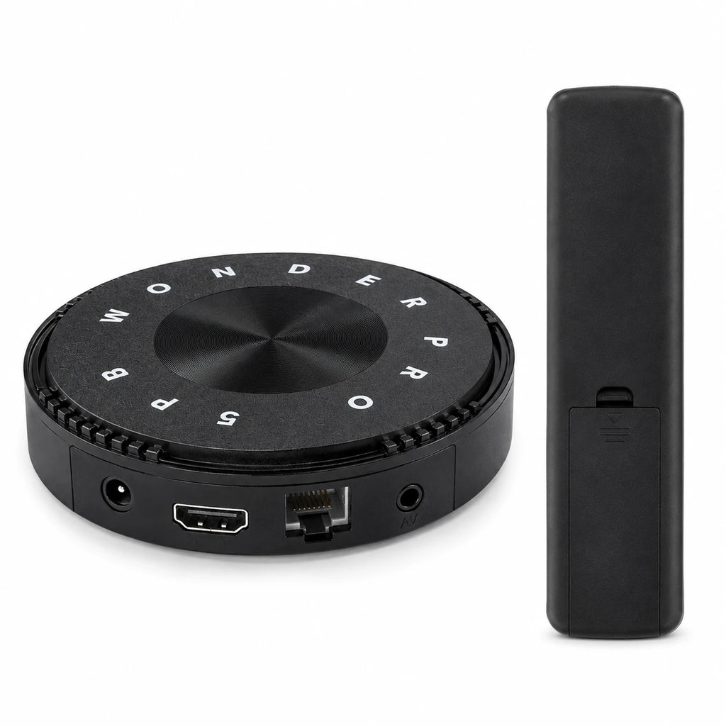 WONDER PRO WP5 Android TV Box HDMI LAN AV and DC IN ports