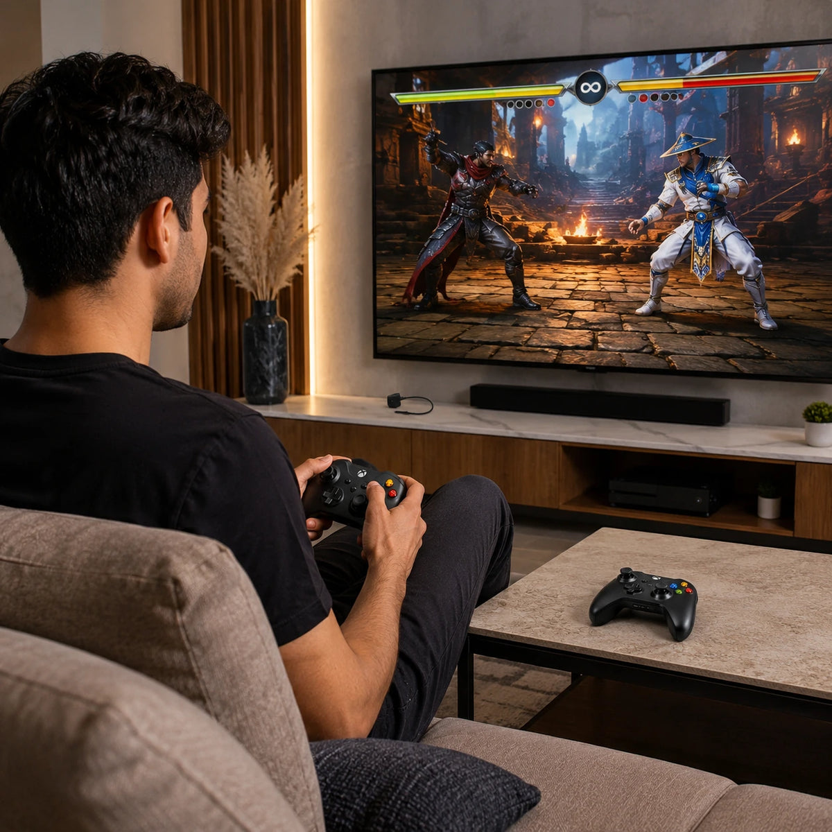 2.4G wireless game controller with dual vibration and precise controls