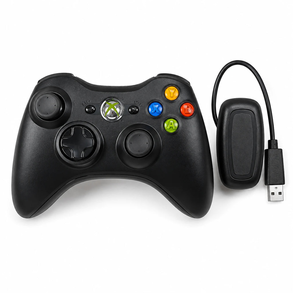 Xbox 360 wireless game controller front view with analog sticks and ABXY buttons