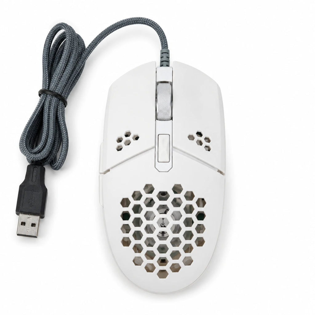 ZERODATE G25 wired gaming mouse front view with honeycomb design
