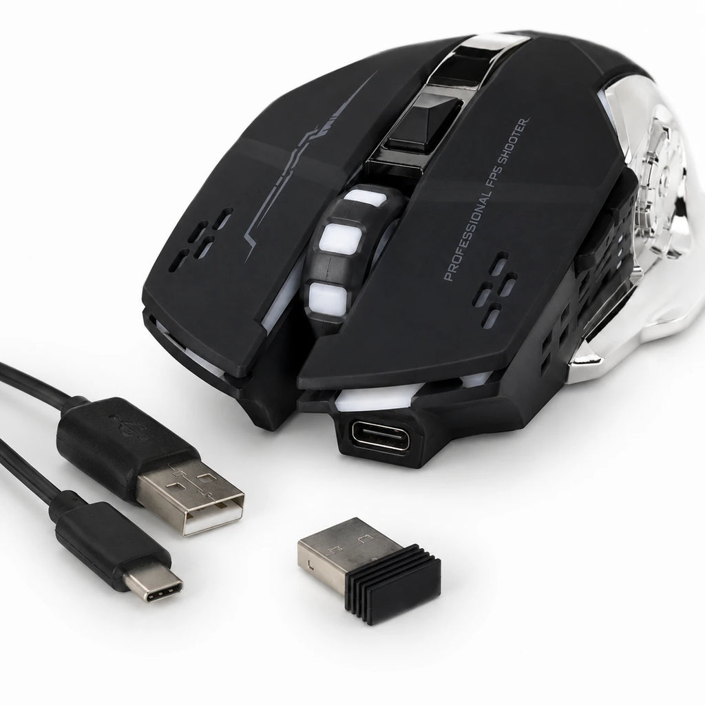 Rechargeable Wireless Gaming Mouse – Bluetooth + 2.4G, 1600 DPI