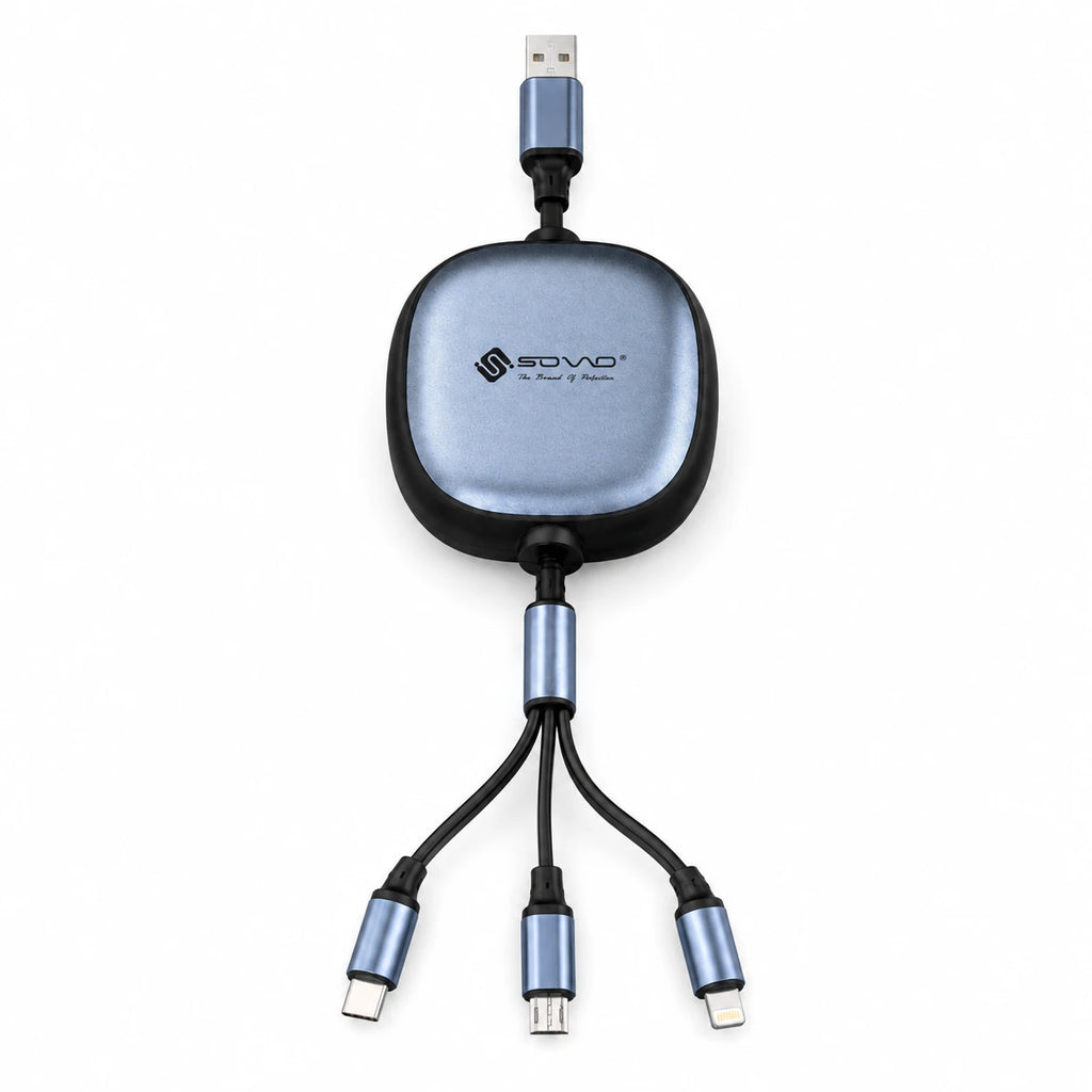 sovo SG-118 3-in-1 retractable cable with Type-C Lightning and Micro USB connectors