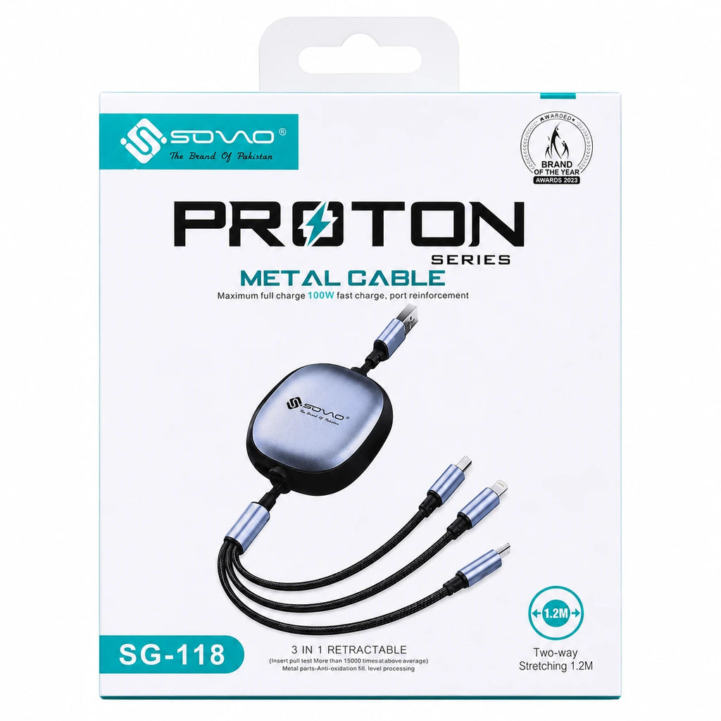sovo SG-118 Proton Series 3-in-1 retractable cable packaging